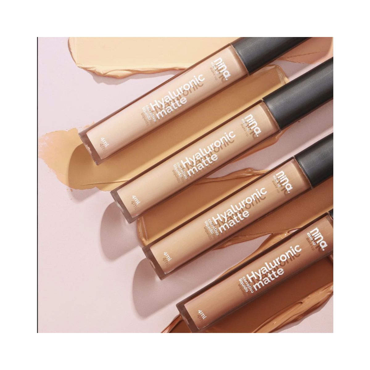 KIT NINA MAKEUP CORRETIVO LÍQUIDO HYALURONIC MATTE COR 0.5 + ESPONJA MAQUIAGEM