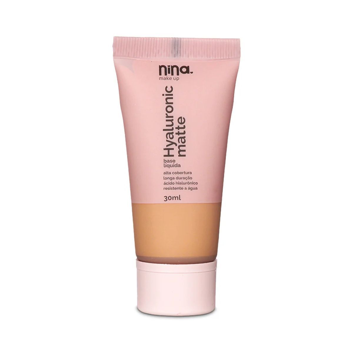 KIT NINA MAKEUP BASE LÍQUIDA HYALURONIC MATTE COR 4 + ESPONJA MAQUIAGEM