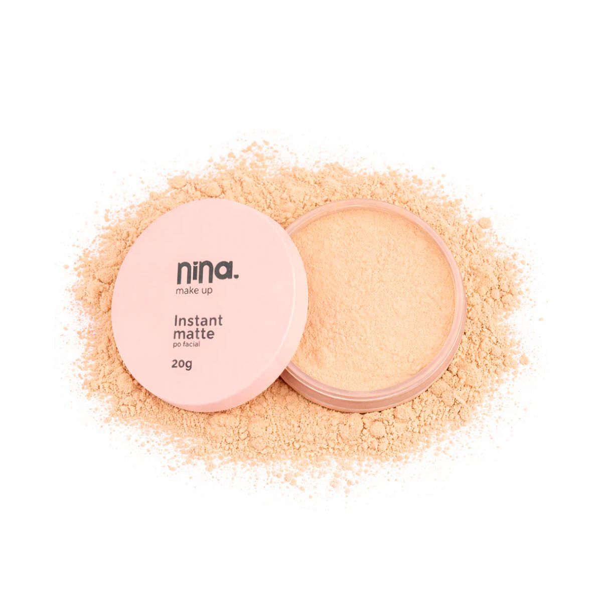 KIT NINA MAKEUP PÓ FACIAL SOLTO INSTANT MATTE COR 2 + ESPONJA MAQUIAGEM