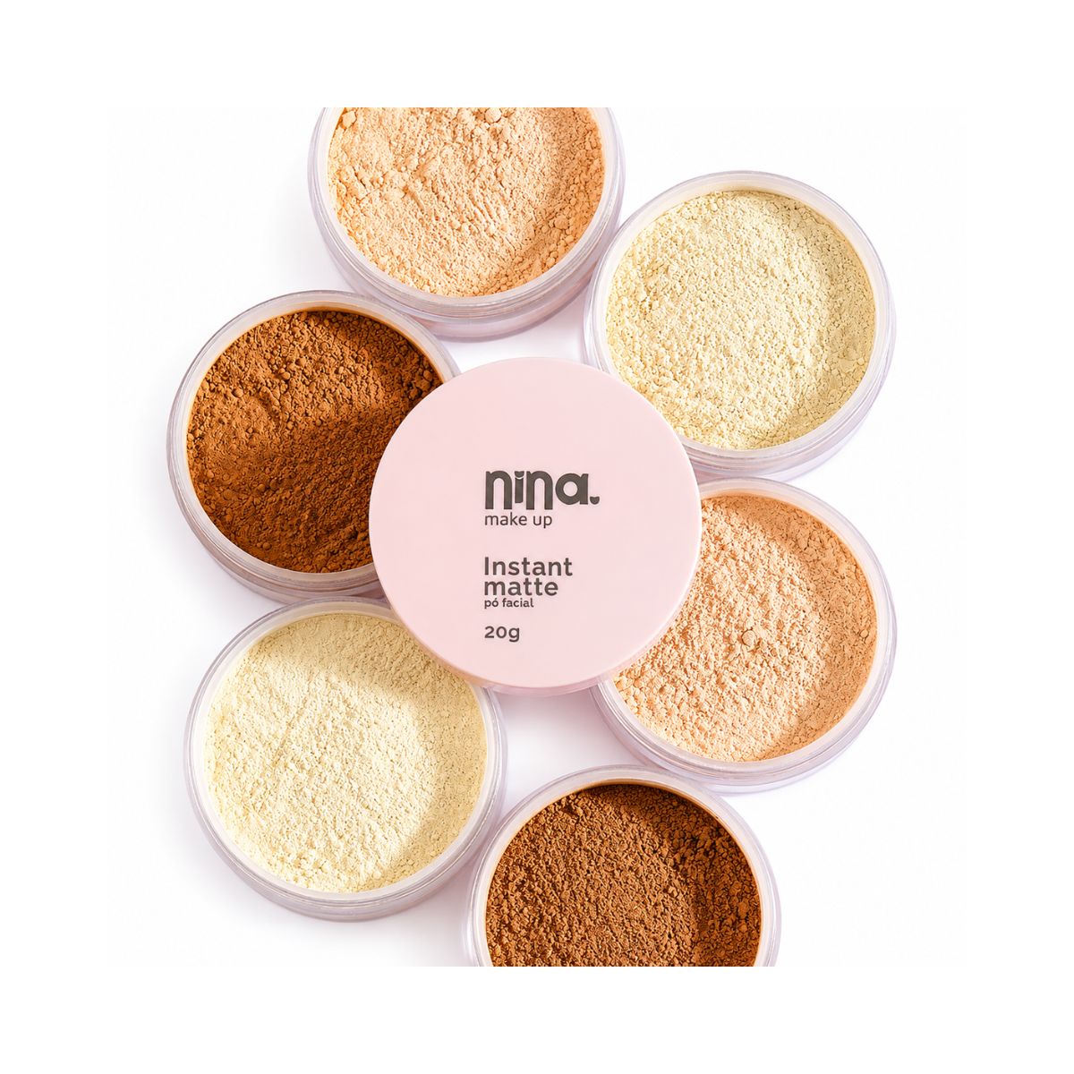 KIT NINA MAKEUP PÓ FACIAL SOLTO INSTANT MATTE COR 2 + ESPONJA MAQUIAGEM