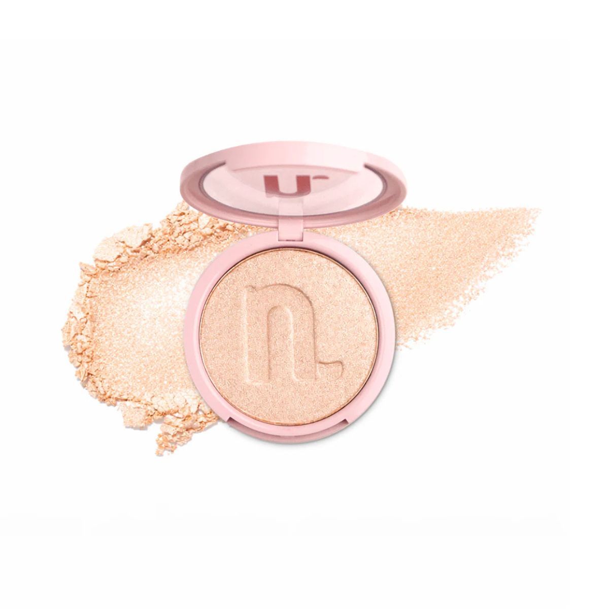 KIT NINA MAKEUP ILUMINADOR COMPACTADO INSTANT GLOW CHAMPAGNE + ESPONJA MAQUIAGEM