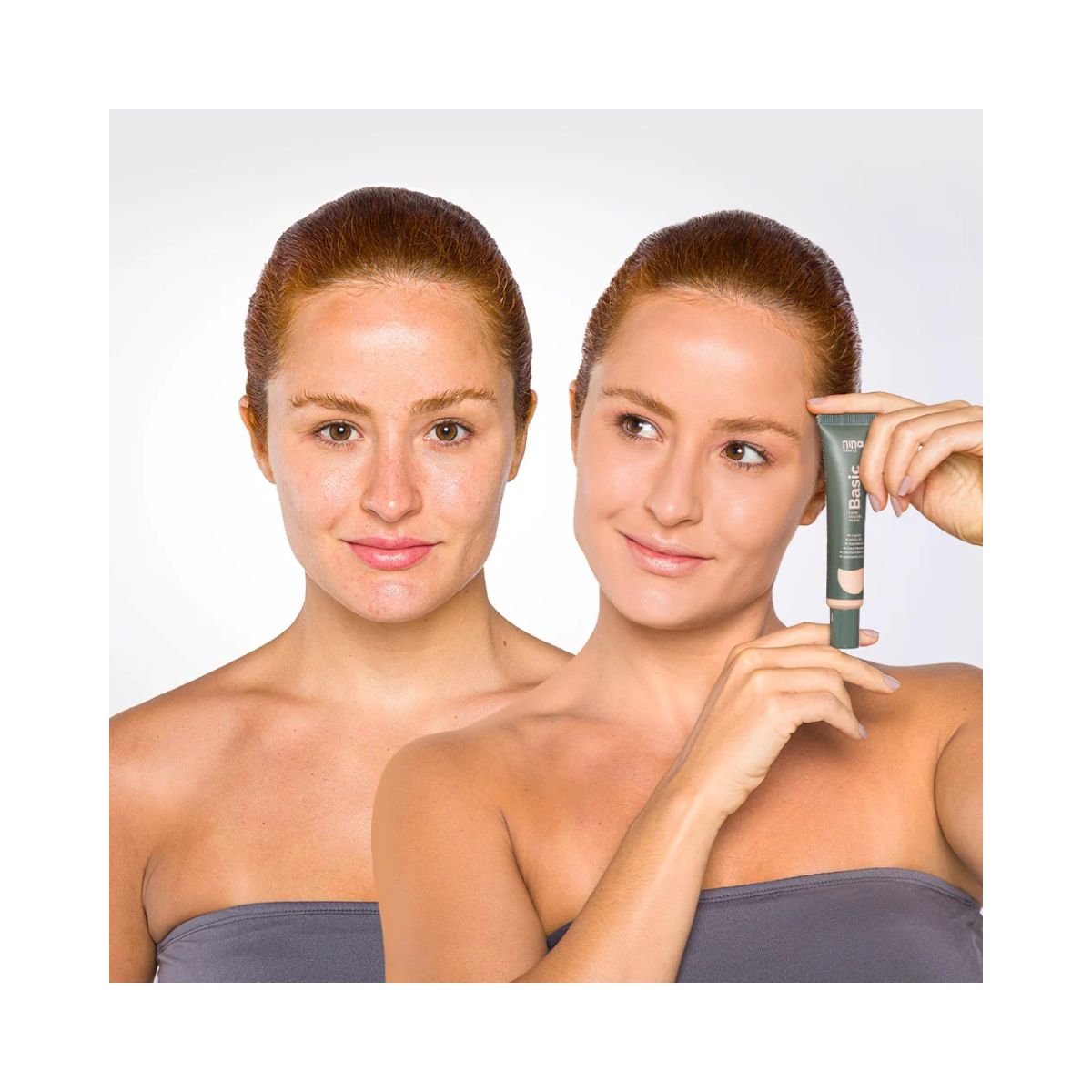 KIT NINA MAKEUP BASE LÍQUIDA MATTE BASIC COR 3 + ESPONJA MAQUIAGEM