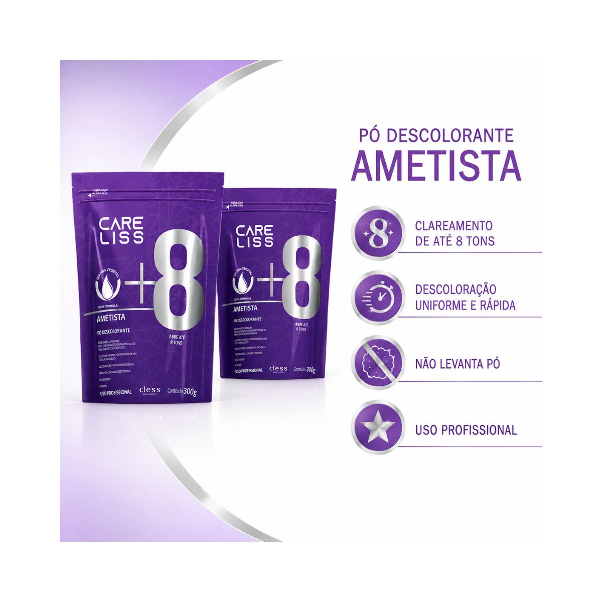 KIT CLESS 2 PÓ DESCOLORANTE AMETISTA 300G
