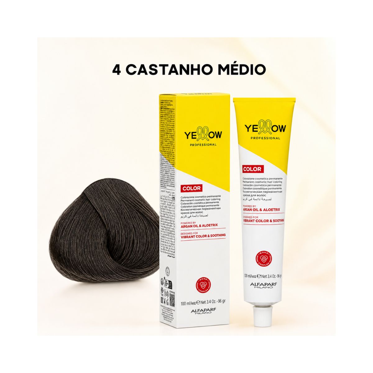 KIT YELLOW COLORAÇÃO 4.0 CASTANHO MÉDIO + OX 20 VOLUMES