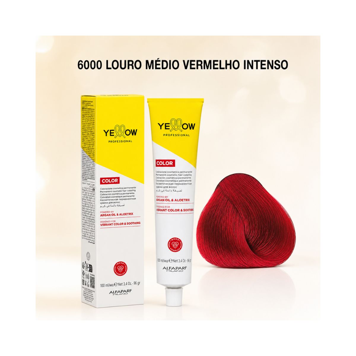 KIT YELLOW COLORAÇÃO 6000 VERMELHO 60ML + OX 20 VOLUMES