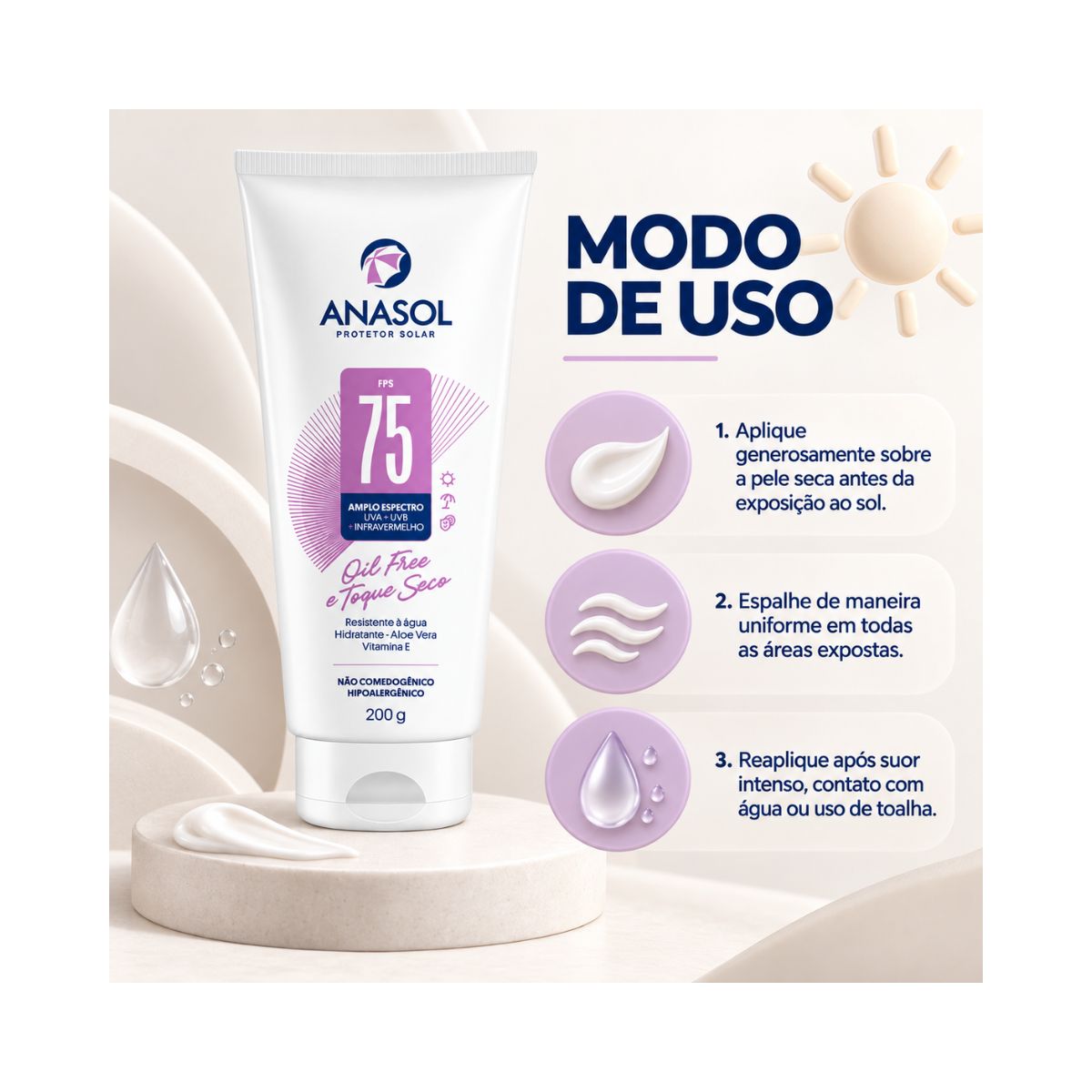 PROTETOR SOLAR ANASOL FPS75 200G