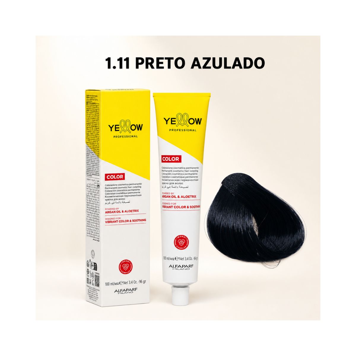 KIT YELLOW COLORAÇÃO 1.11 PRETO AZUL + OX 20 VOLUMES