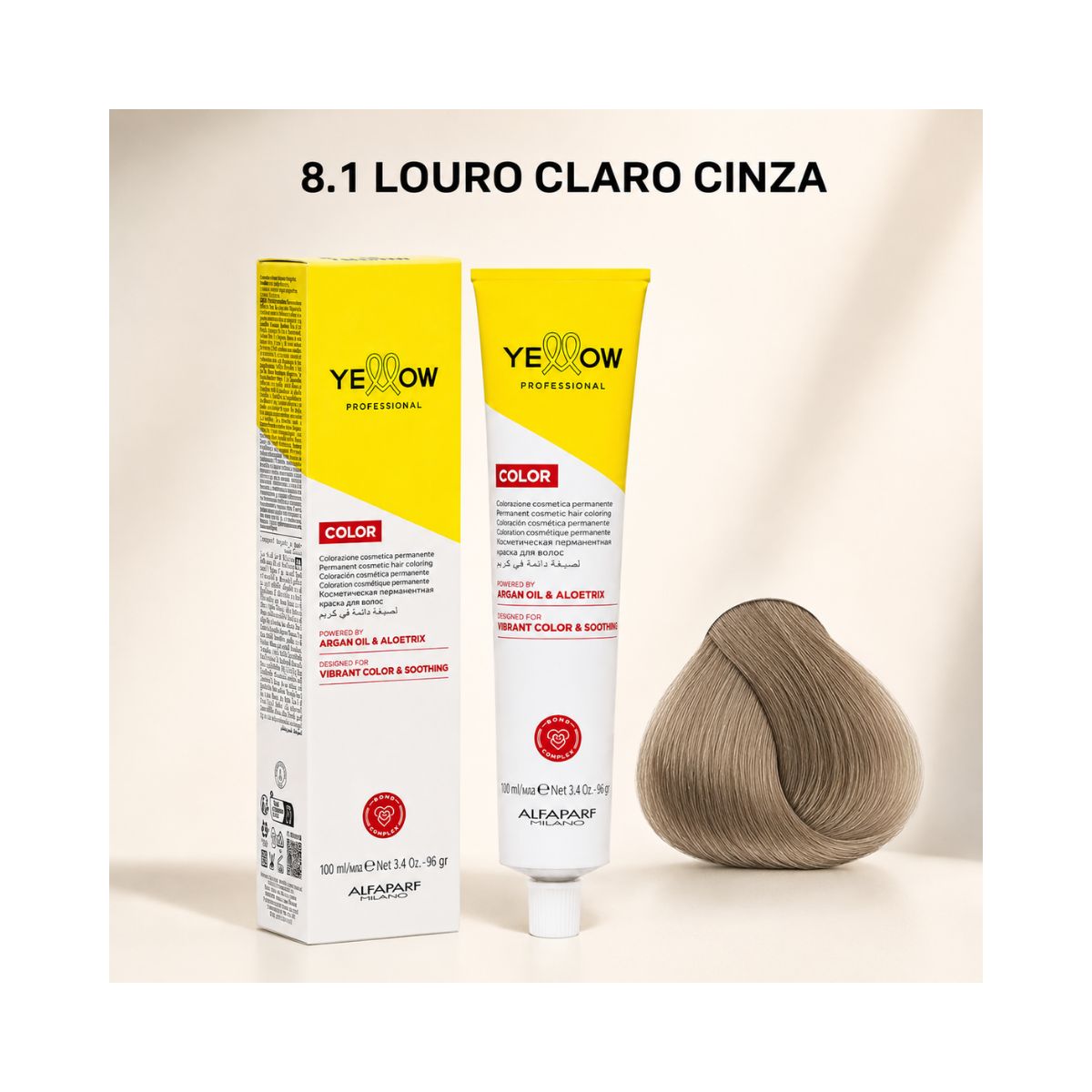 KIT YELLOW COLORAÇÃO 8.1 LOURO CLARO CINZA + OX 20 VOLUMES