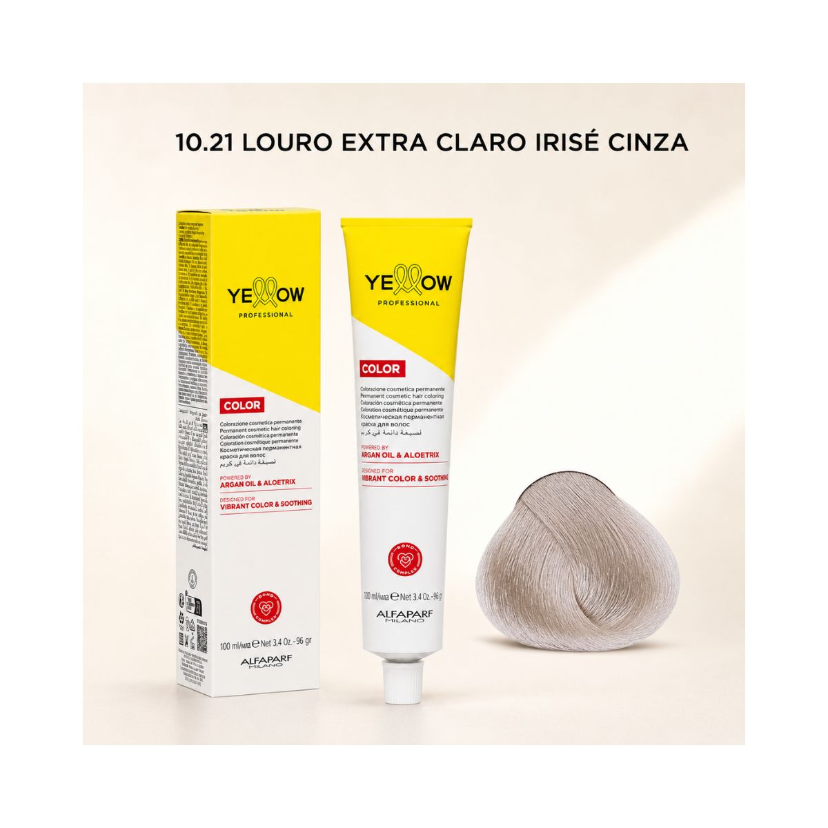 KIT YELLOW COLORAÇÃO 10.21 LOURO EXTRA CLARO IRISÉ CINZA + OX 20 VOLUMES