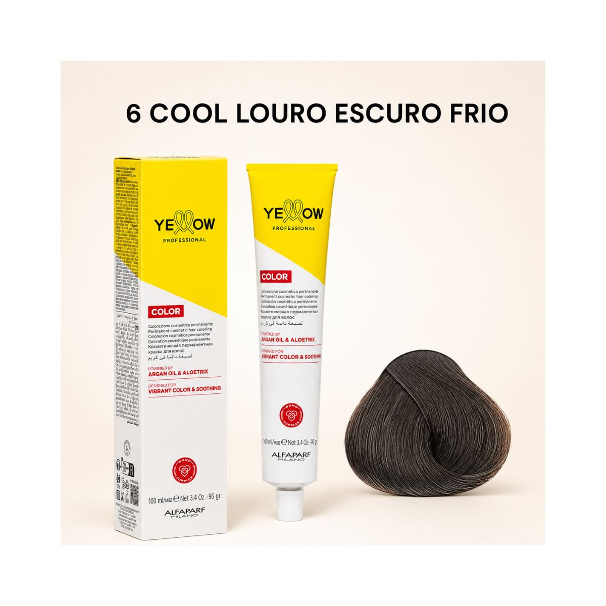 KIT YELLOW COLORAÇÃO 6 COOL LOURO ESCURO FRIO + OX 20 VOLUMES