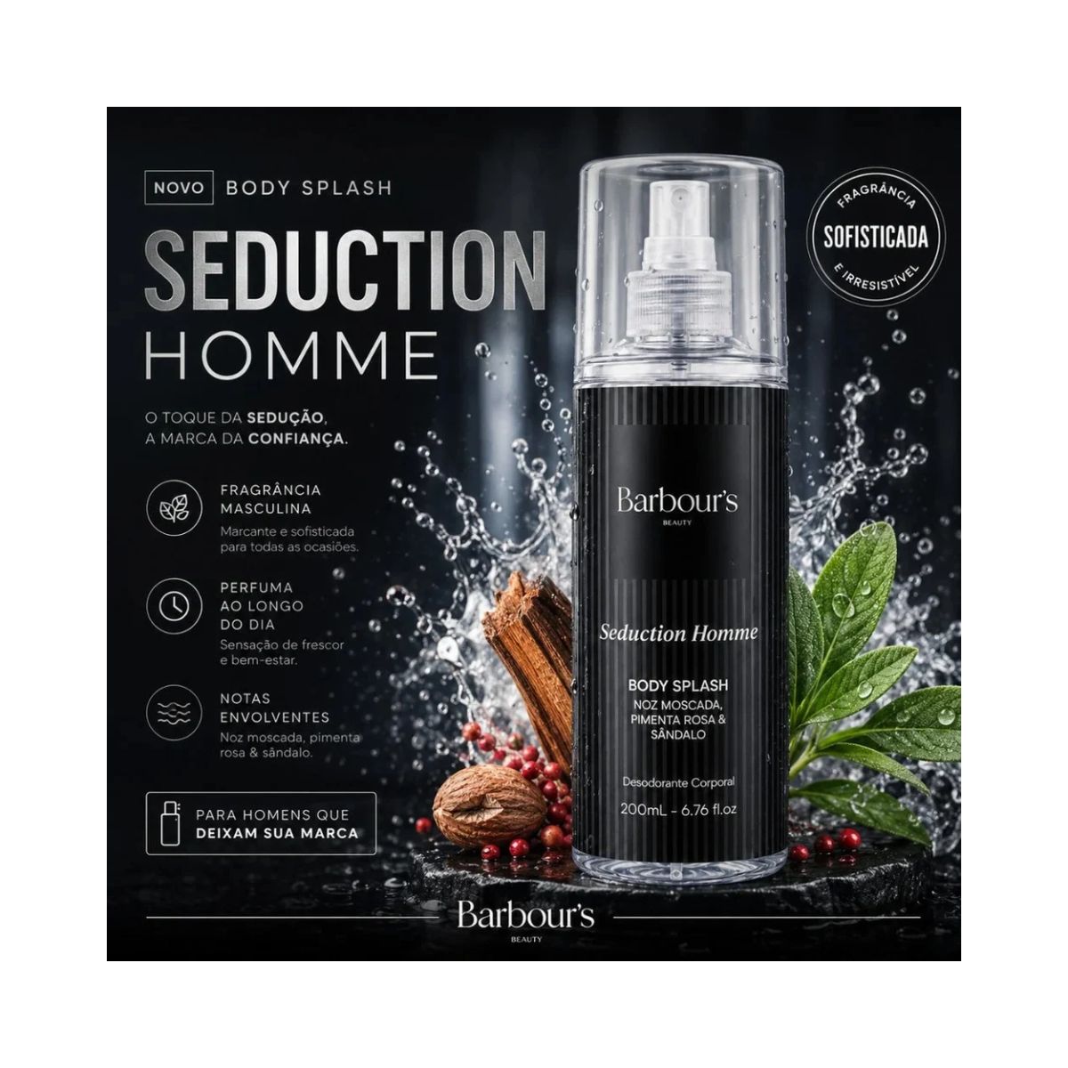 BODY SPLASH SEDUCTION HOMME BARBOURS 200ML