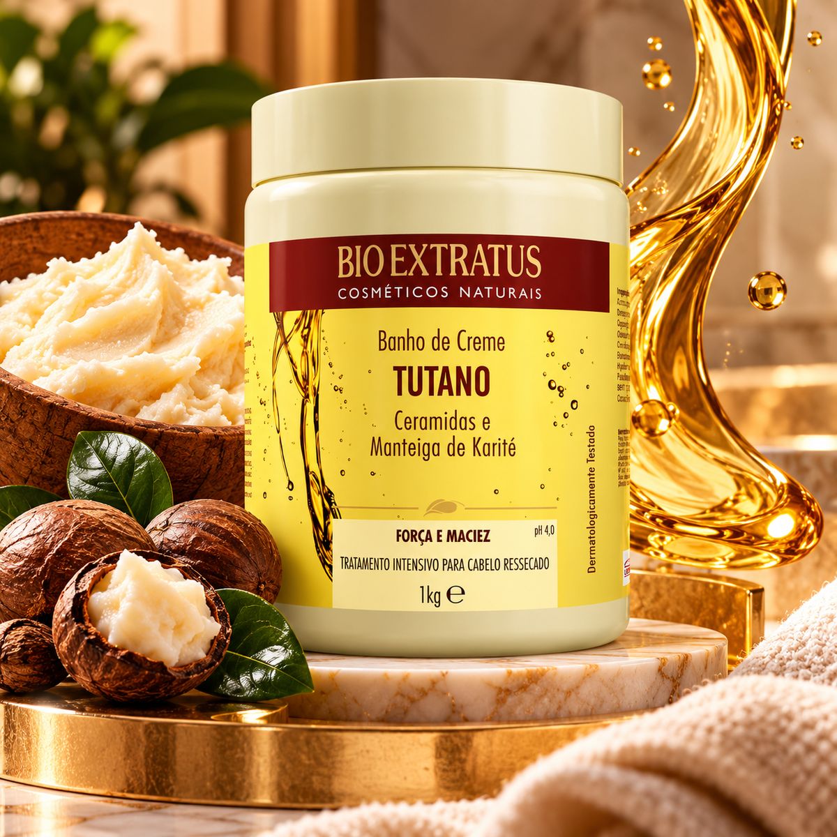 KIT BIO EXTRATUS BANHO DE CREME TUTANO 1KG + ACESSÓRIO SORTIDO