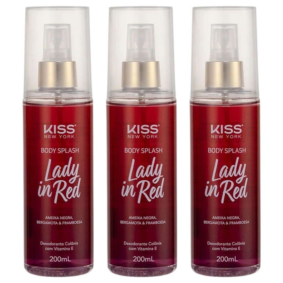 KIT KISS NEW YORK C/3 BODY SPLASH LADY IN RED 200ML
