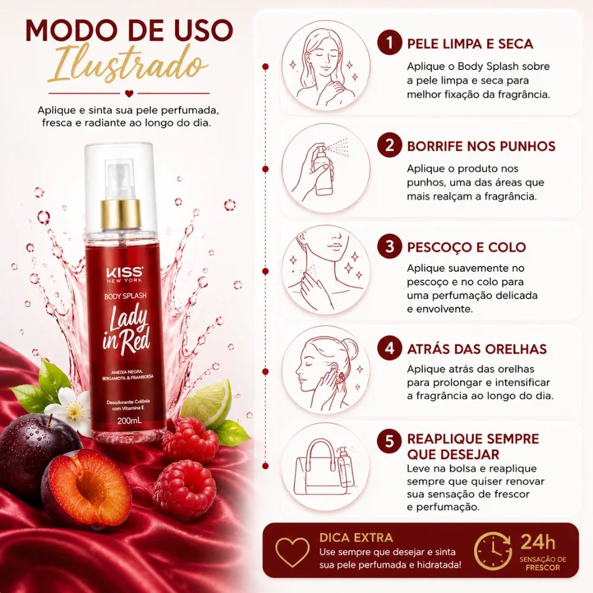 KIT KISS NEW YORK C/3 BODY SPLASH LADY IN RED 200ML