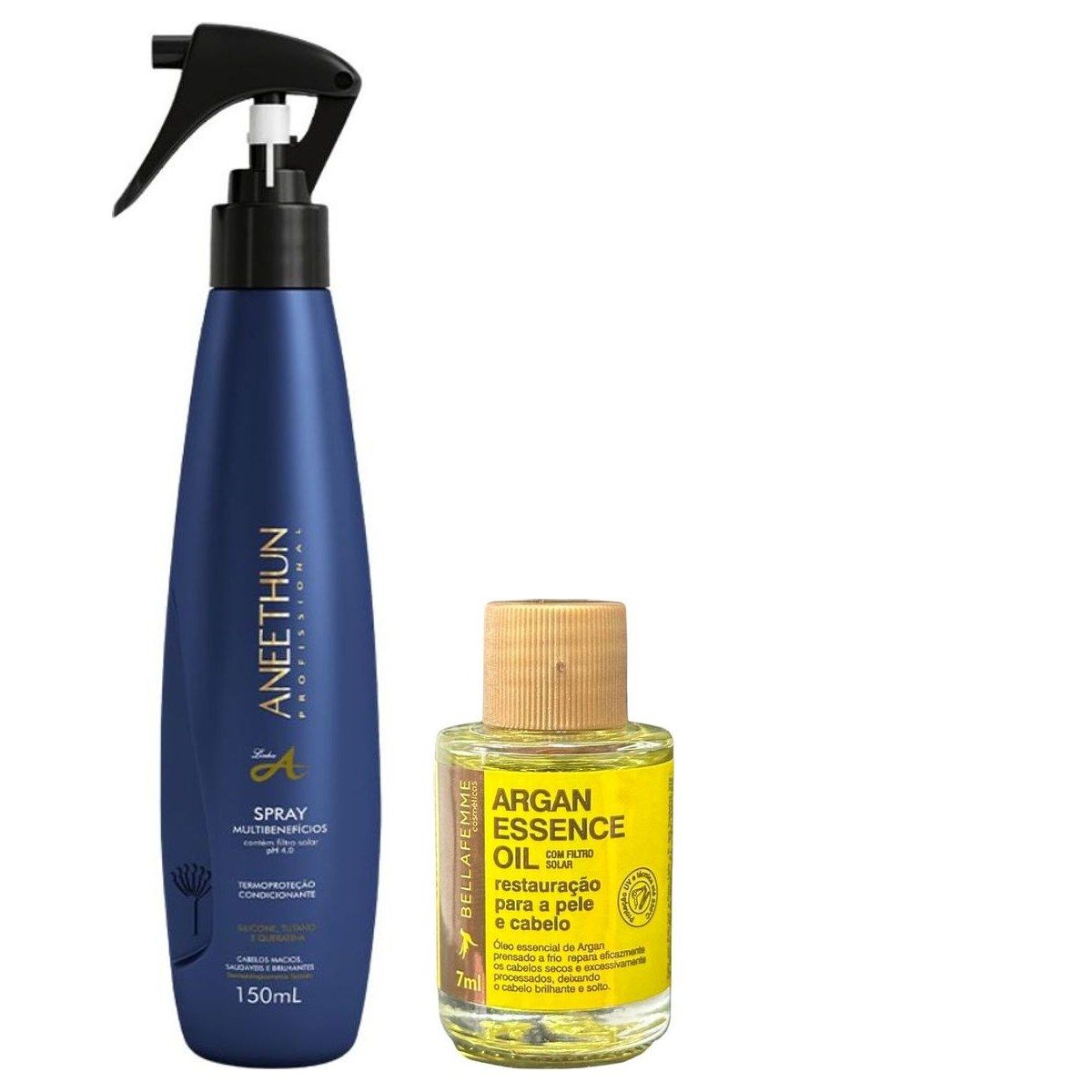 KIT ANEETHUN SPRAY MULTIBENEFÍCIOS LINHA A 150ML + ÓLEO DE ARGAN BELLA FEMME 7ML