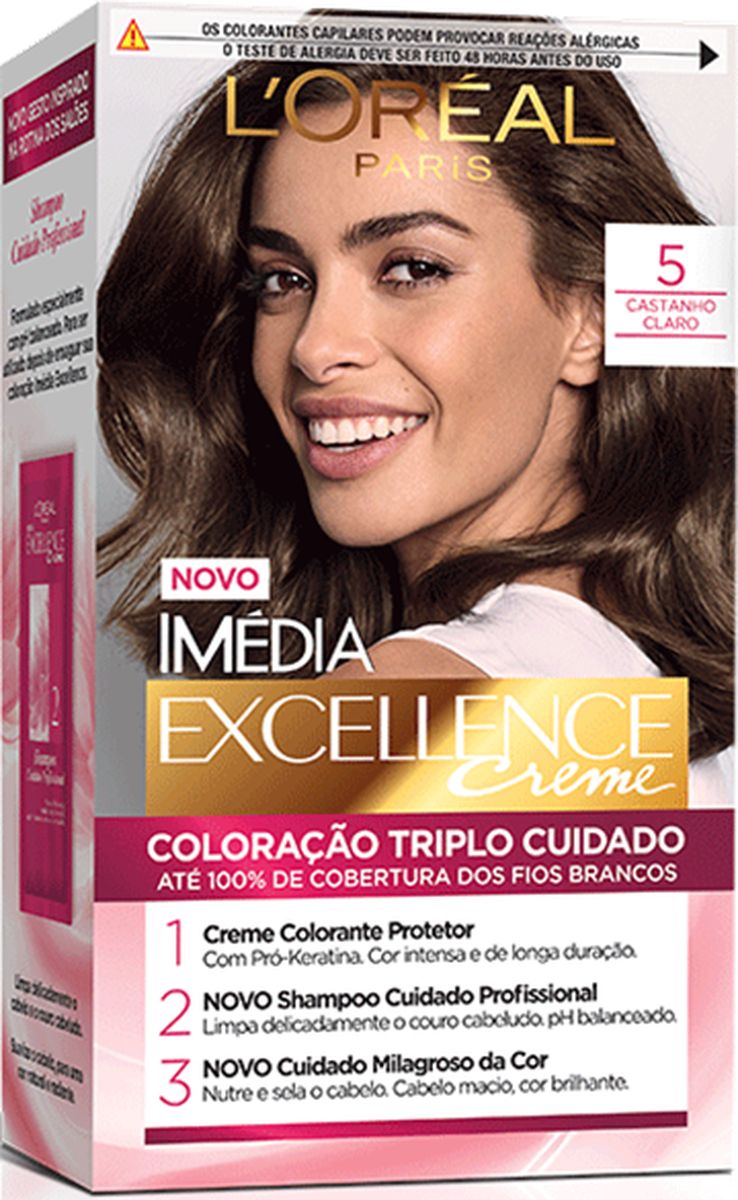 COLORAÇÃO CREME IMÉDIA EXCELLENCE 5 CASTANHO CLARO LOREAL PARIS