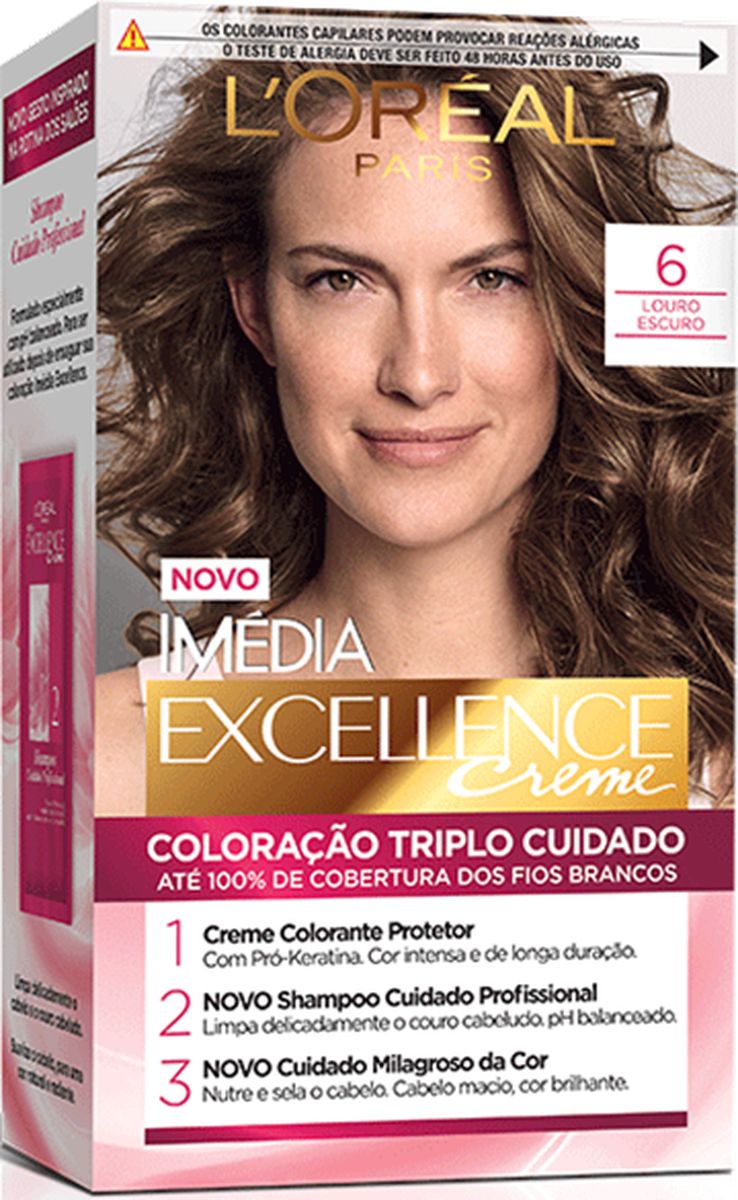 COLORAÇÃO CREME IMÉDIA EXCELLENCE 6 LOURO ESCURO LOREAL PARIS
