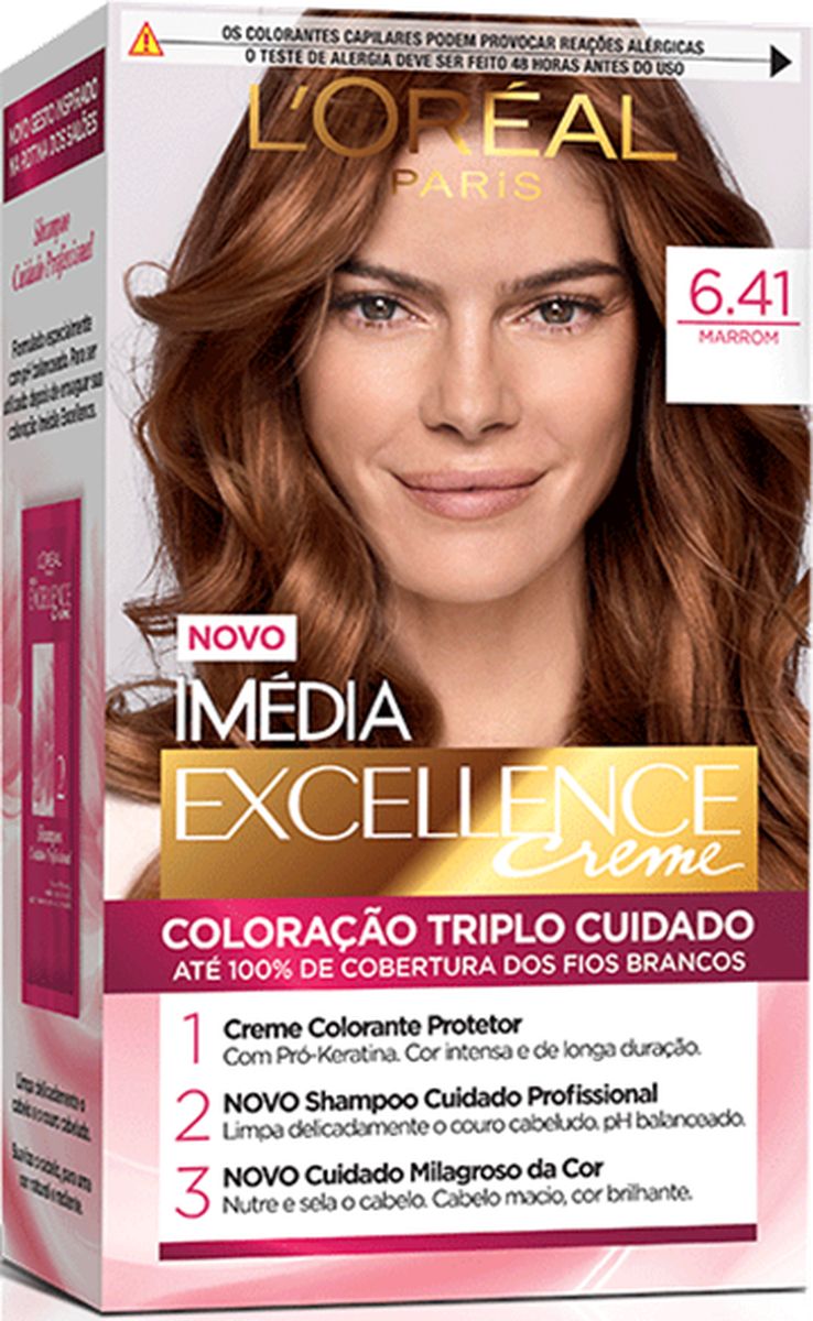 COLORAÇÃO CREME IMÉDIA EXCELLENCE 6.41 MARROM LOREAL PARIS