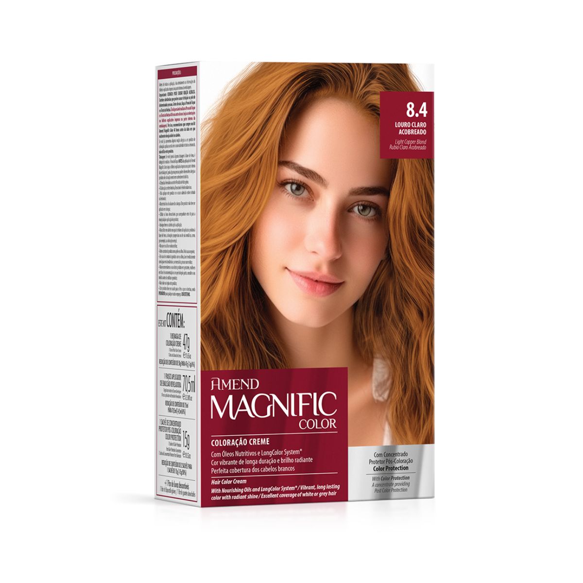 COLORAÇÃO CREME MAGNIFIC COLOR 8.4 LOURO CLARO ACOBREADO AMEND