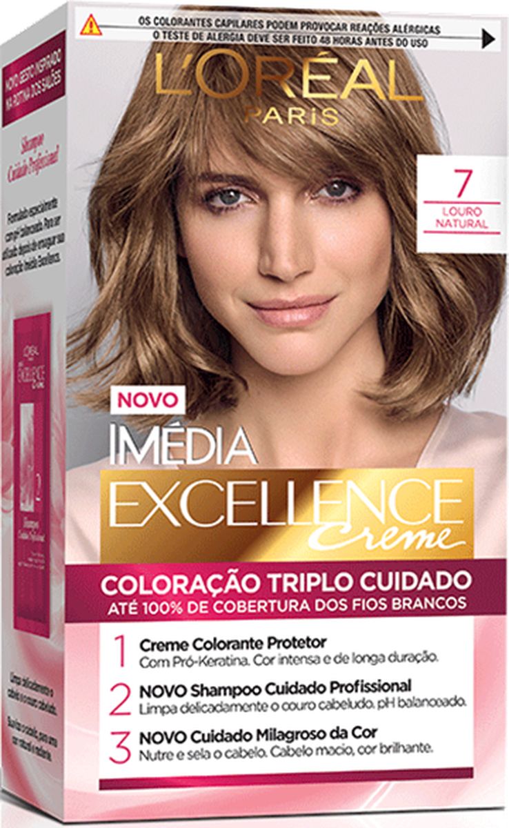COLORAÇÃO CREME IMÉDIA EXCELLENCE 7 LOURO NATURAL LOREAL PARIS