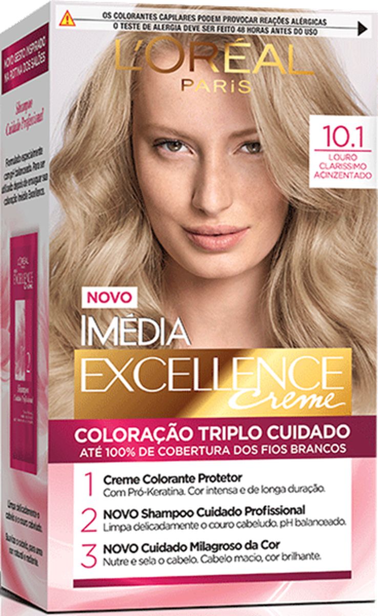 COLORAÇÃO CREME IMÉDIA EXCELLENCE 10.1 LOURO CLARISSIMO ACINZENTADO LOREAL PARIS