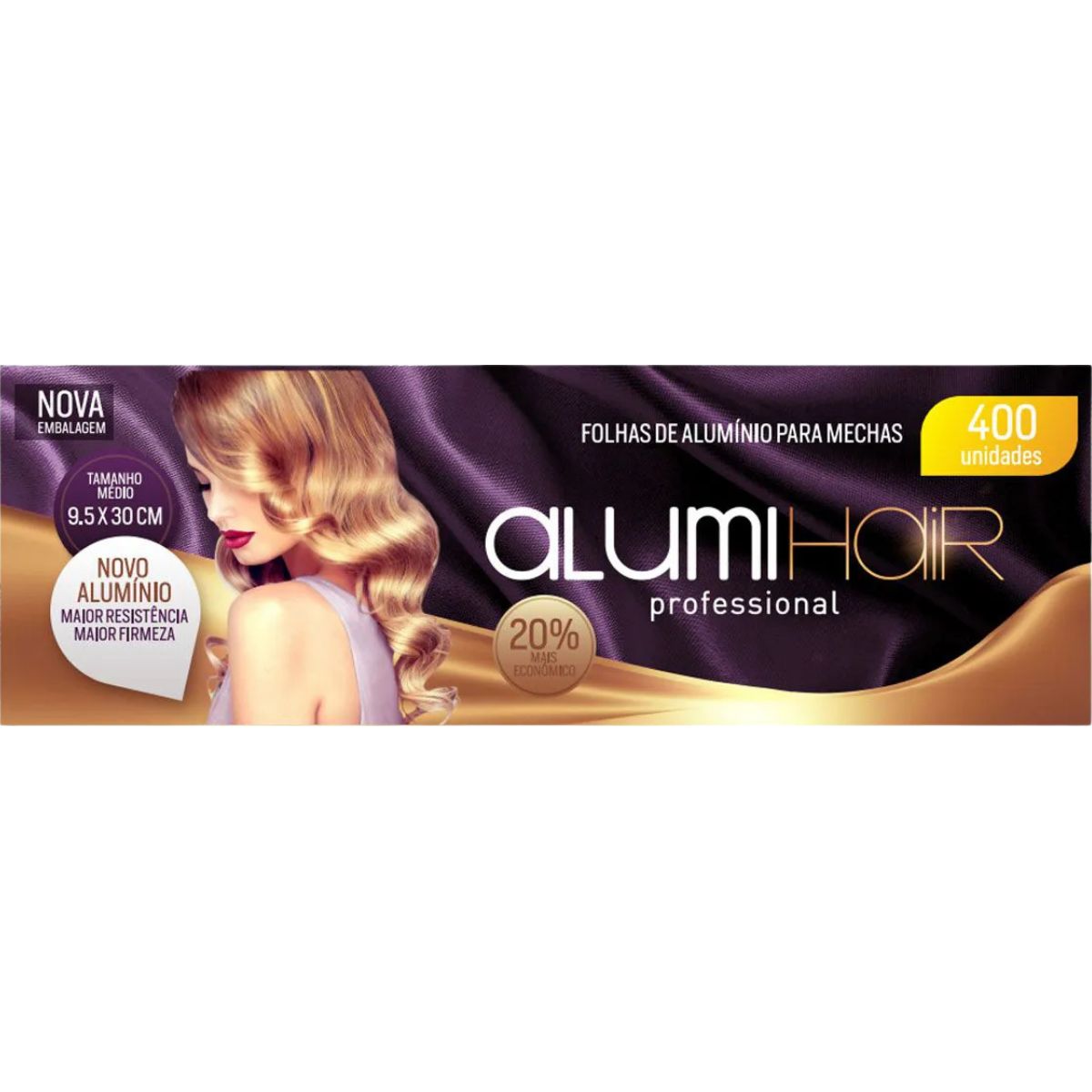FOLHA DE ALUMÍNIO PARA MECHAS ALUMI HAIR 9,5X30 COM 400 UNIDADES