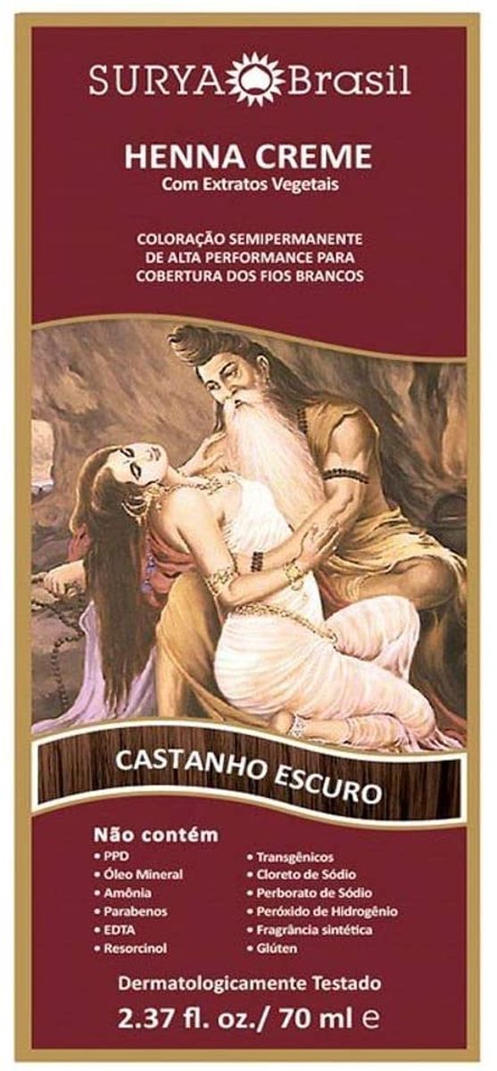 HENNA EM CREME CASTANHO ESCURO SURYA BRASIL 70ML