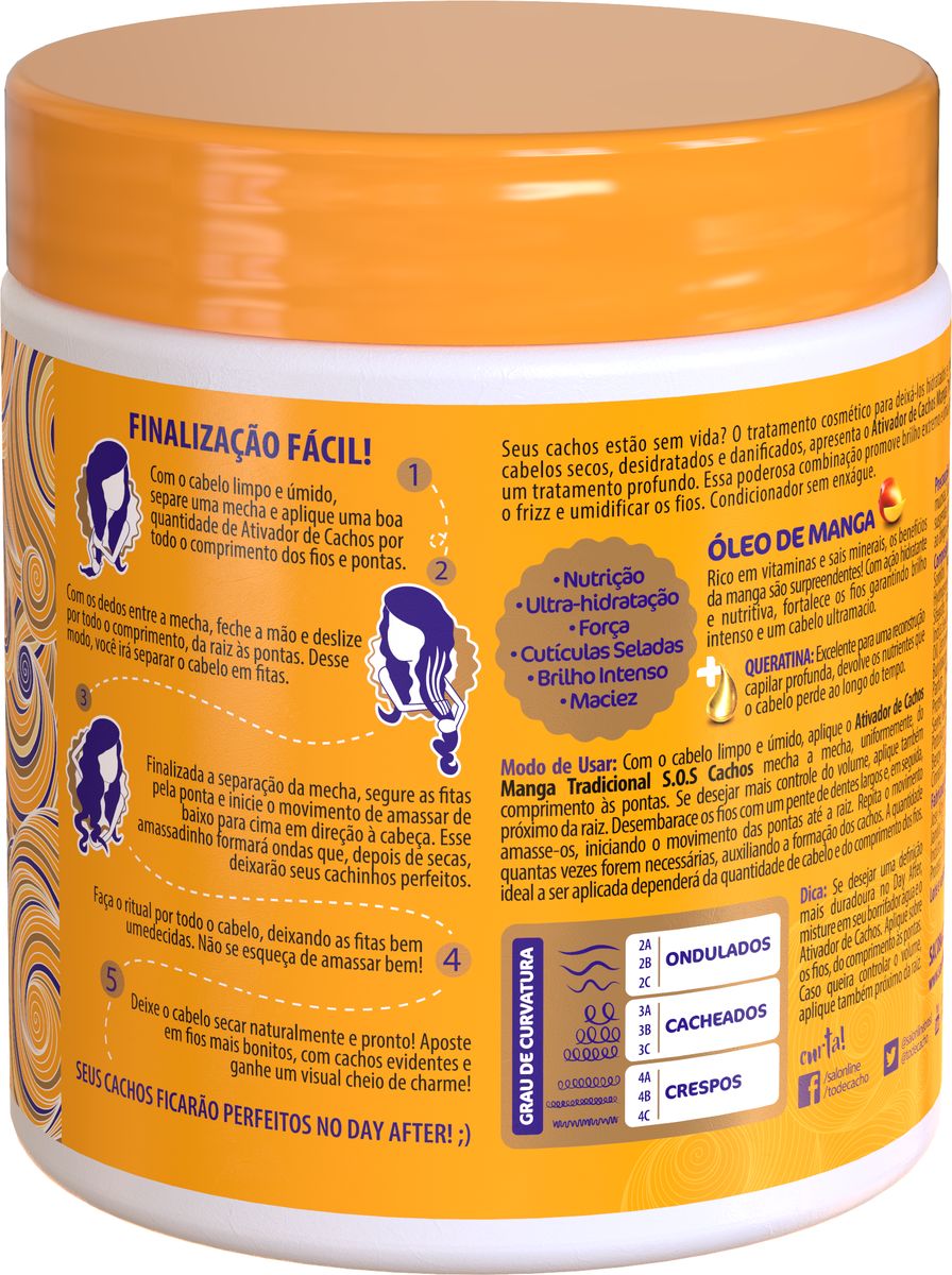 ATIVADOR DE CACHOS S.O.S CACHOS ÓLEO DE MANGA SALON LINE 500G