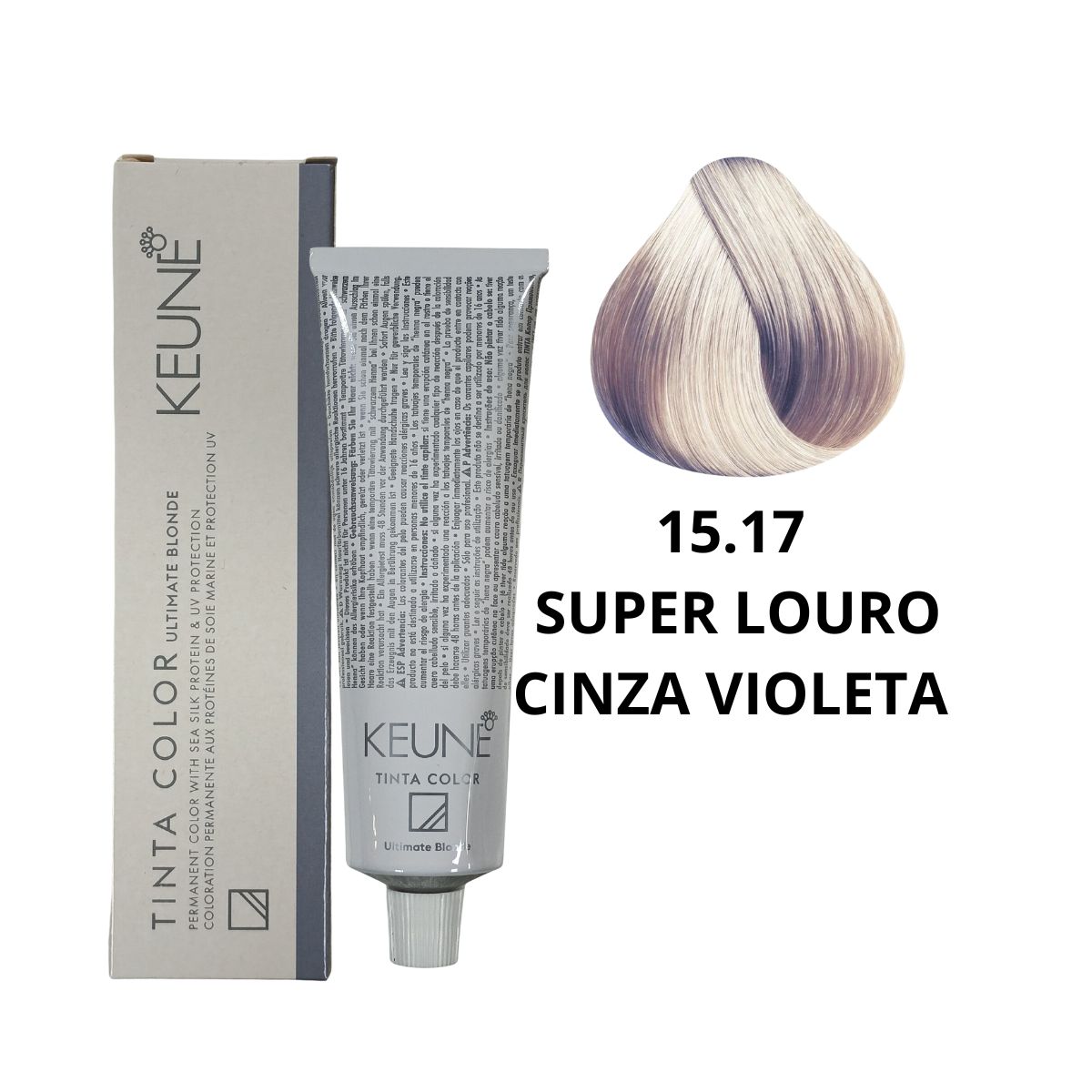 COLORAÇÃO TINTA COLOR ULTIMATE BLONDE 15.17 SUPER LOURO CINZA VIOLETA KEUNE 60ML
