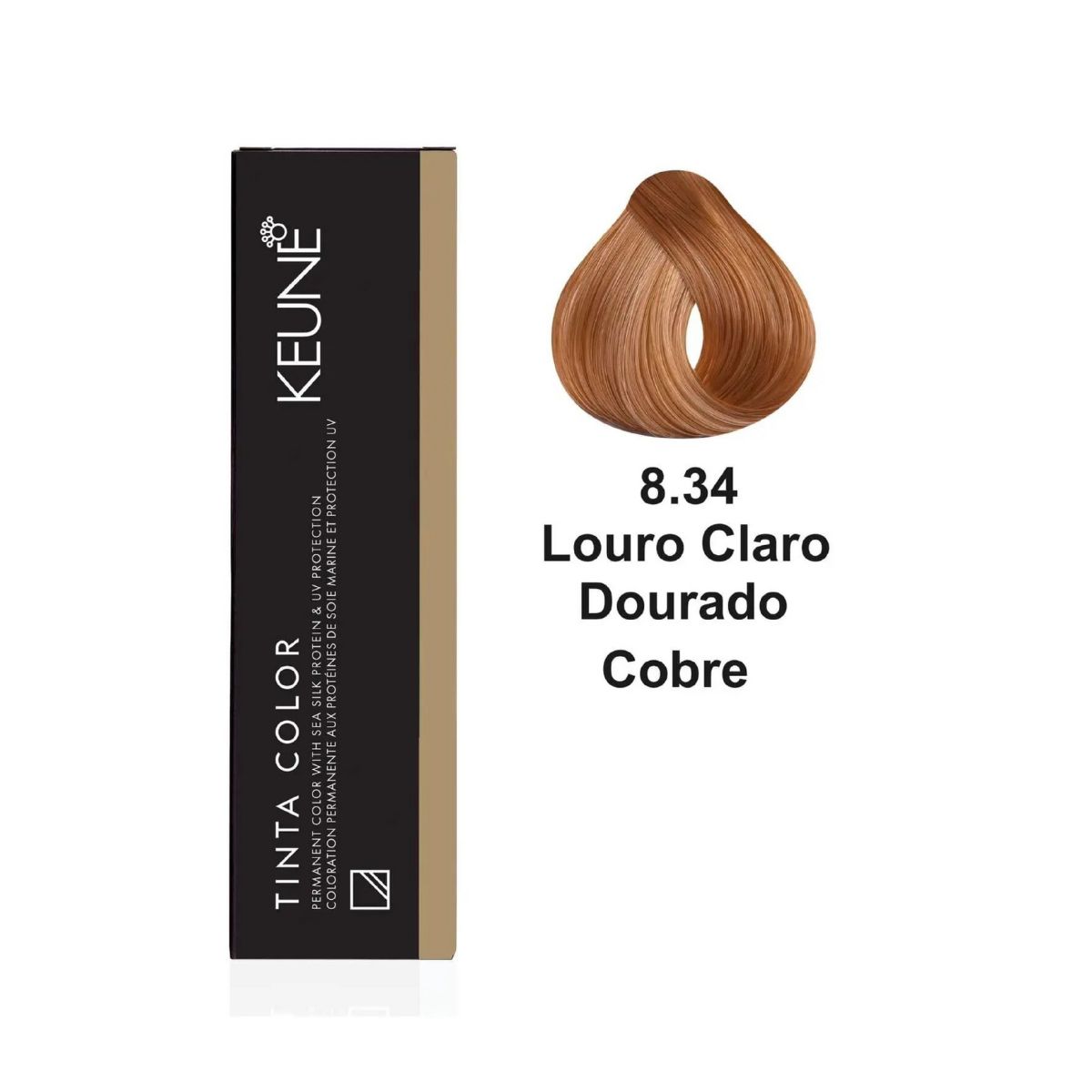 COLORAÇÃO TINTA COLOR 8.34 LOURO CLARO DOURADO COBRE KEUNE 60ML