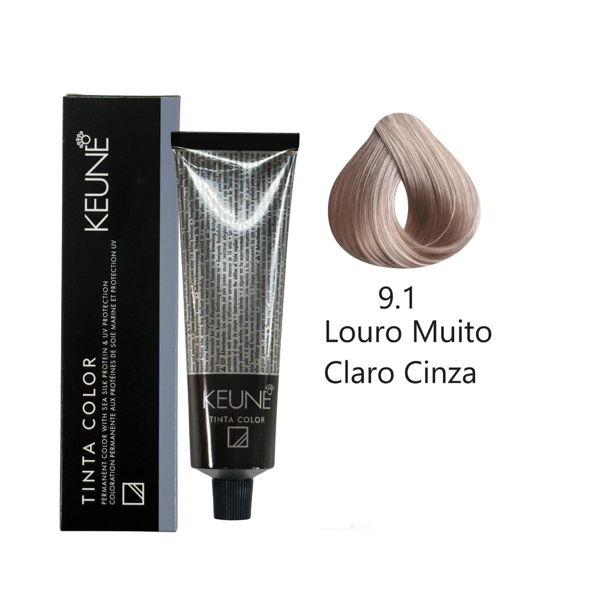 COLORAÇÃO TINTA COLOR 9.1 LOURO MUITO CLARO CINZA KEUNE 60ML