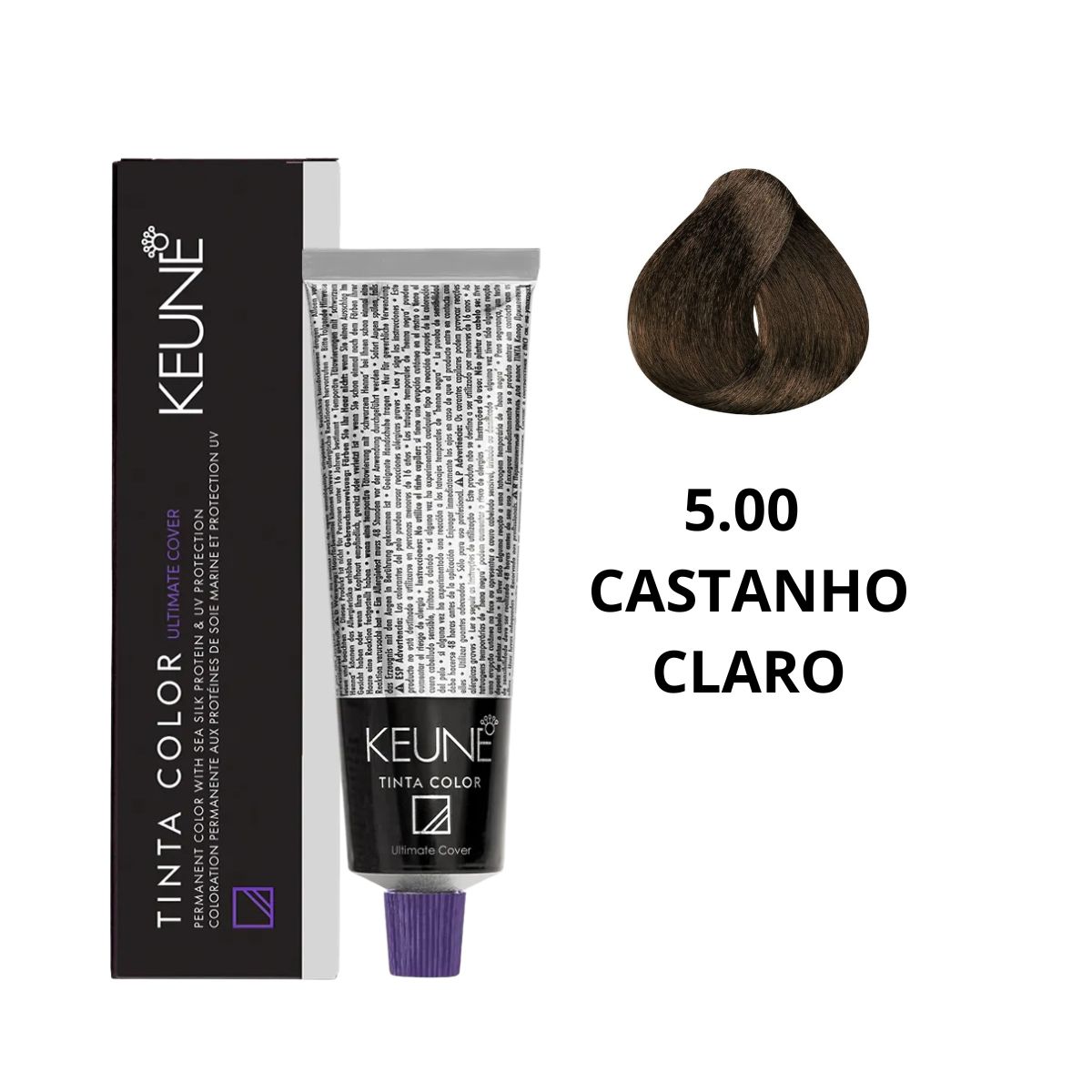 COLORAÇÃO TINTA COLOR ULTIMATE COVER PLUS 5.00 CASTANHO CLARO KEUNE 60ML