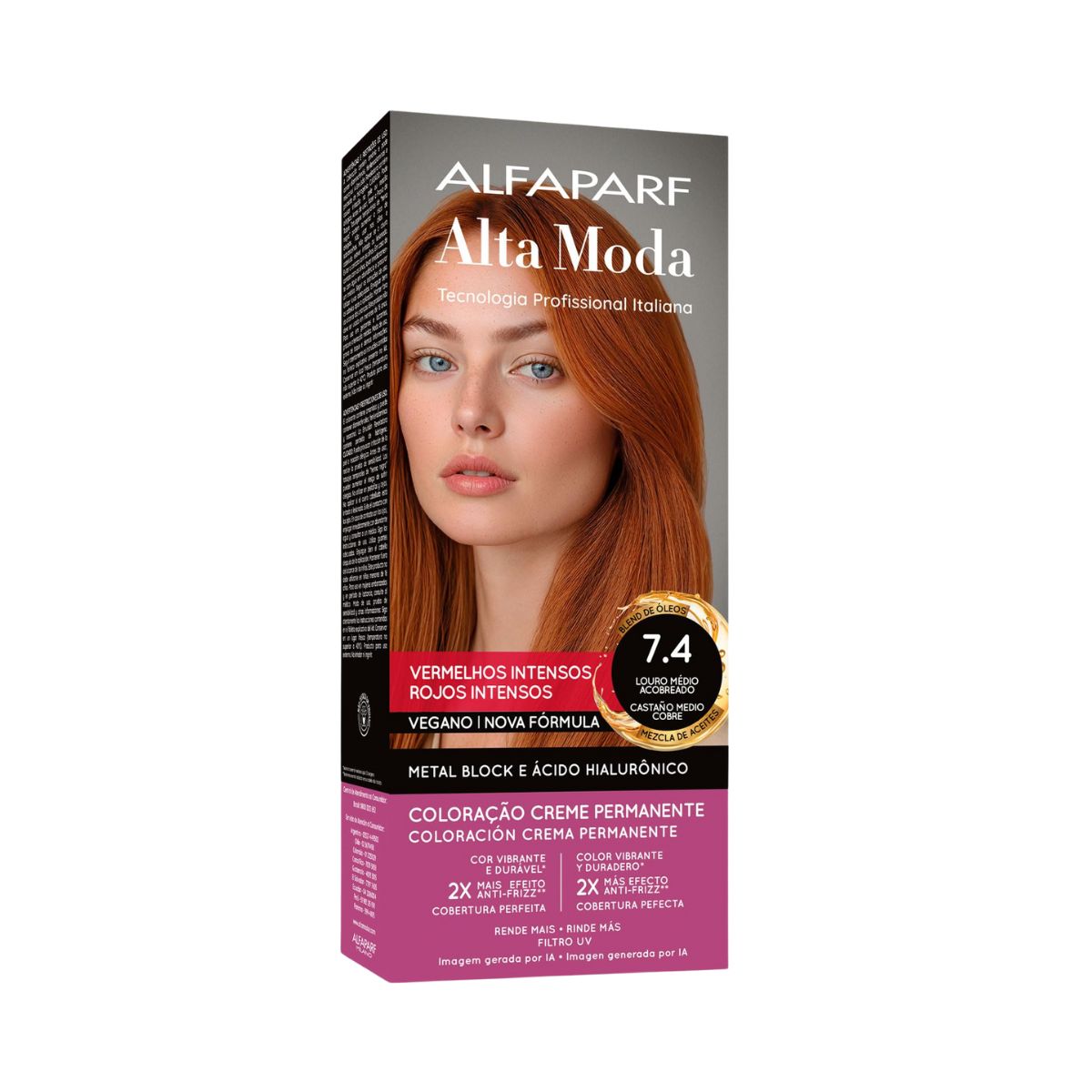 COLORAÇÃO ALFAPARF ALTA MODA 7.4 LOURO MÉDIO ACOBREADO 150G