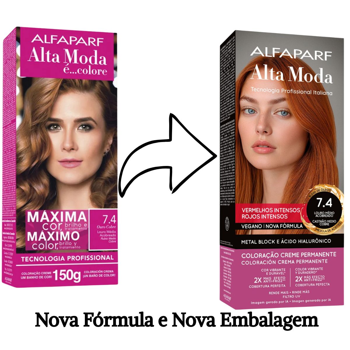COLORAÇÃO ALFAPARF ALTA MODA 7.4 LOURO MÉDIO ACOBREADO 150G