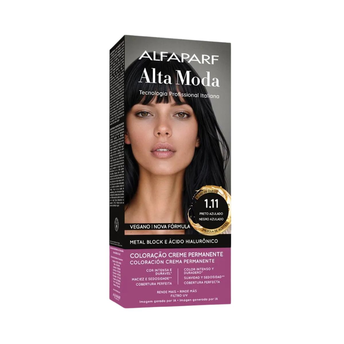 COLORAÇÃO ALFAPARF ALTA MODA 1.11 PRETO AZULADO OURO NEGRO 150G