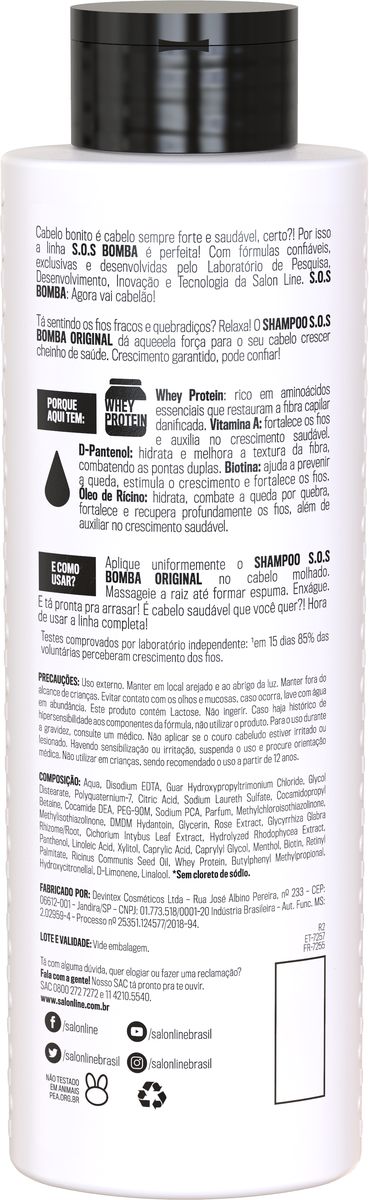 SHAMPOO S.O.S BOMBA ORIGINAL SALON LINE 300ML