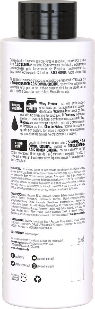 CONDICIONADOR S.O.S BOMBA ORIGINAL SALON LINE 300ML