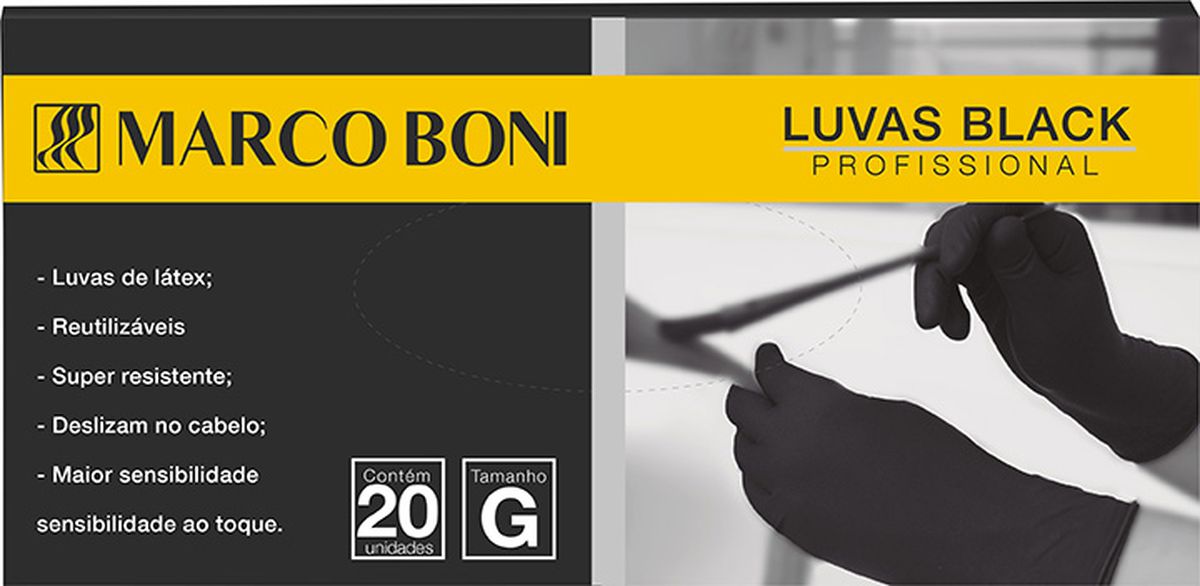 LUVA BLACK TAMANHO GRANDE COM 20 UNIDADES MARCO BONI 1455