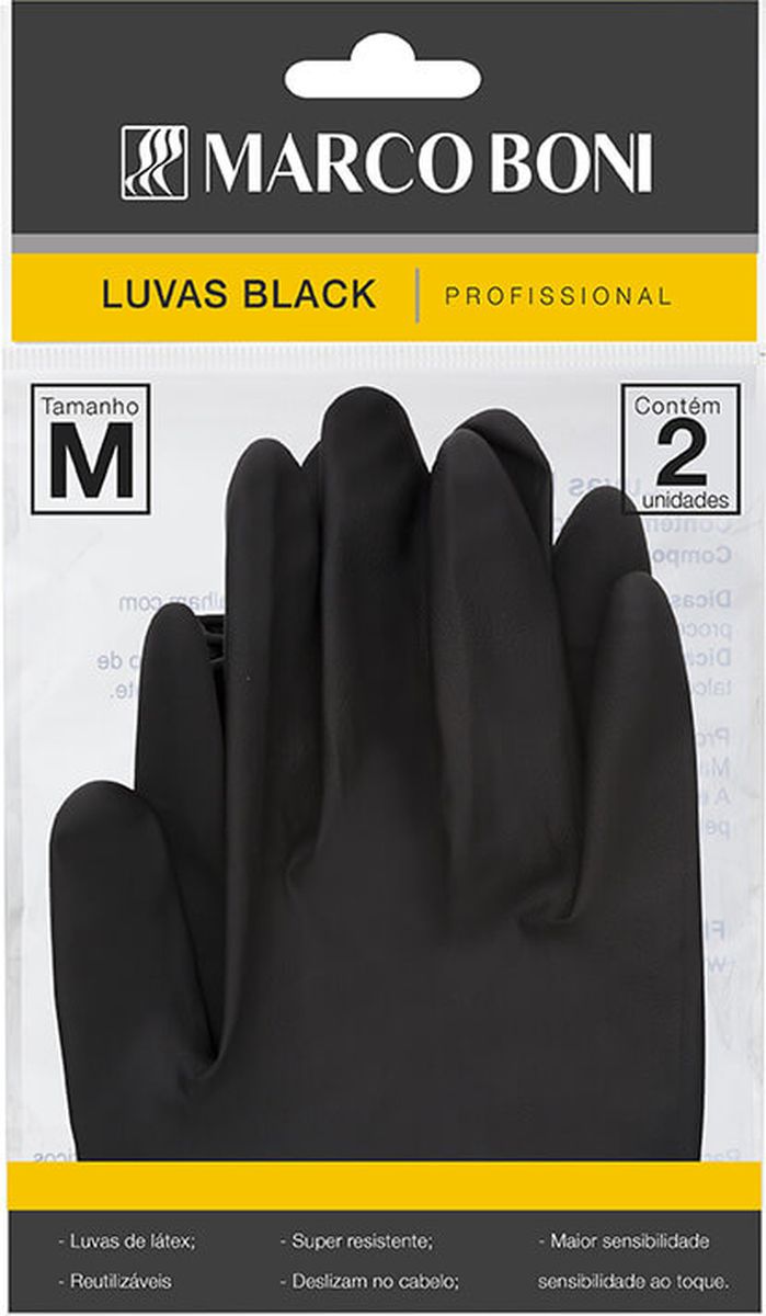 LUVA BLACK TAMANHO MÉDIO COM 2 UNIDADES MARCO BONI 1496