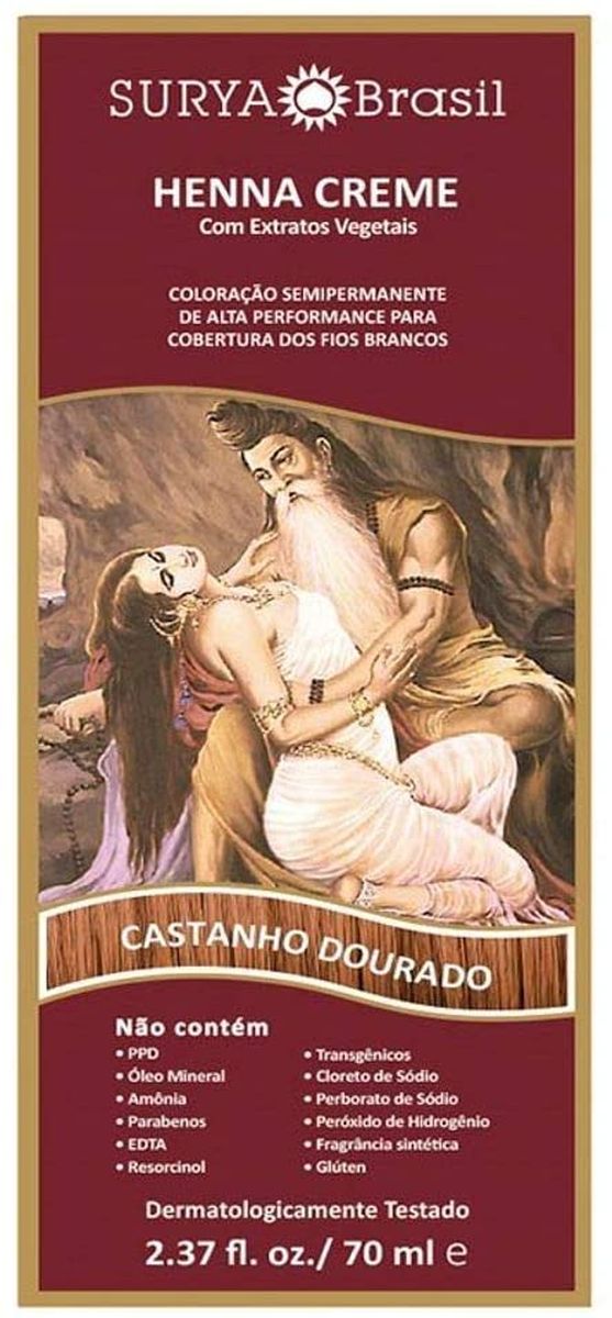HENNA EM CREME CASTANHO DOURADO SURYA BRASIL 70ML