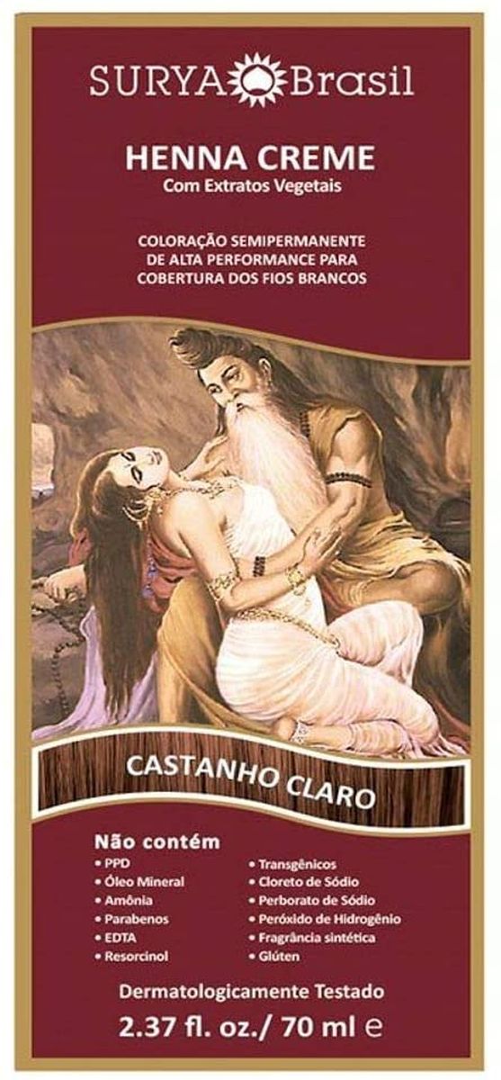 HENNA EM CREME CASTANHO CLARO SURYA BRASIL 70ML
