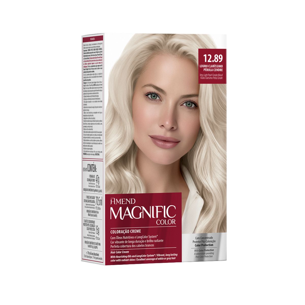 COLORAÇÃO CREME MAGNIFIC COLOR 12.89 LOURO CLARÍSSIMO PÉROLA CENDRE AMEND