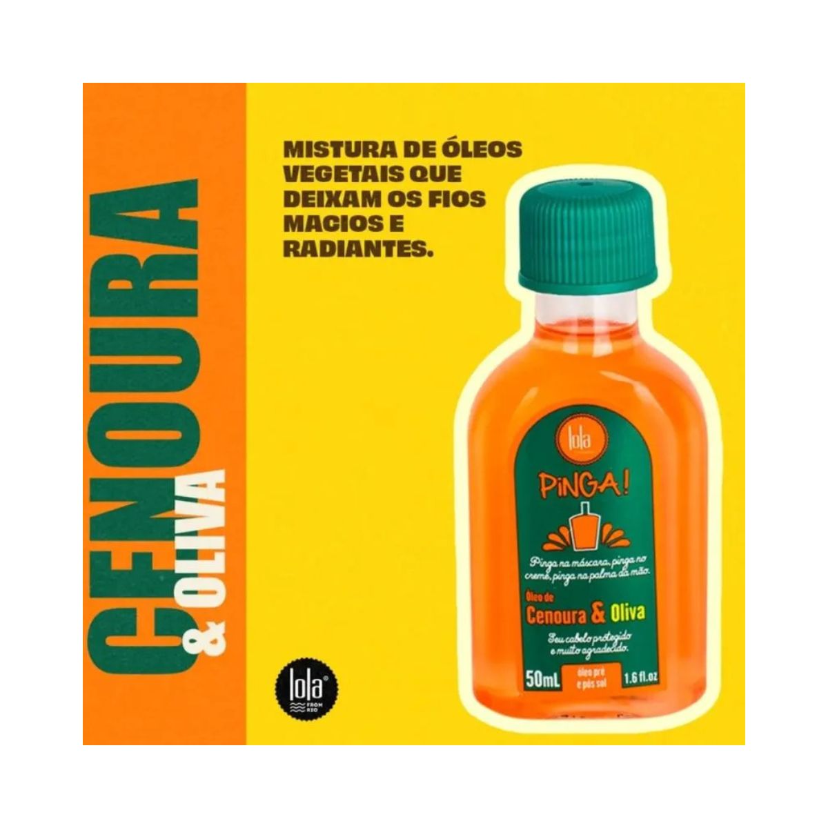 ÓLEO CAPILAR PINGA CENOURA & OLIVA LOLA COSMETICS 55ML
