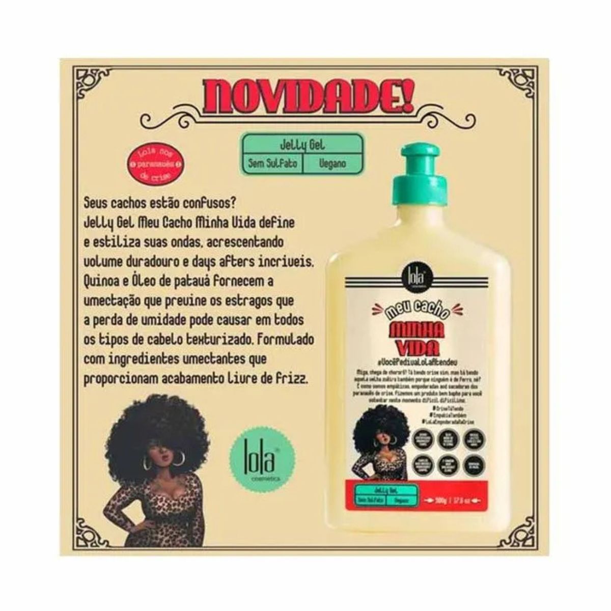 GEL FIXADOR MEU CACHO MINHA VIDA JELLY LOLA COSMETICS 500ML