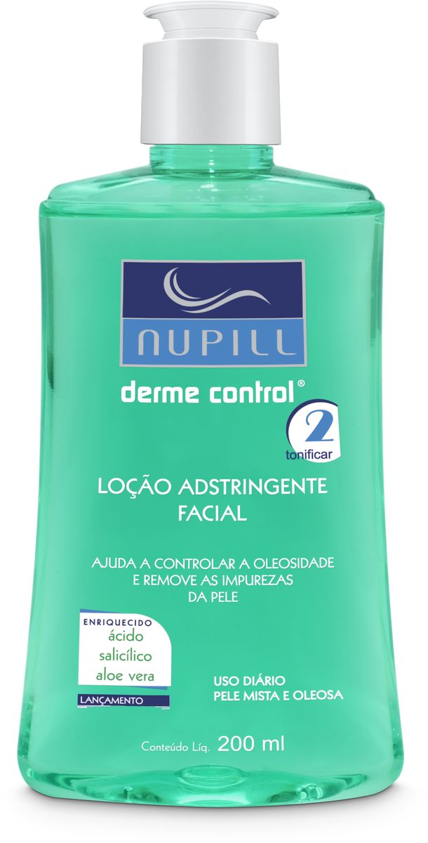 LOÇÃO ADSTRINGENTE FACIAL DERME CONTROL PELE MISTA E OLEOSA NUPILL 200ML