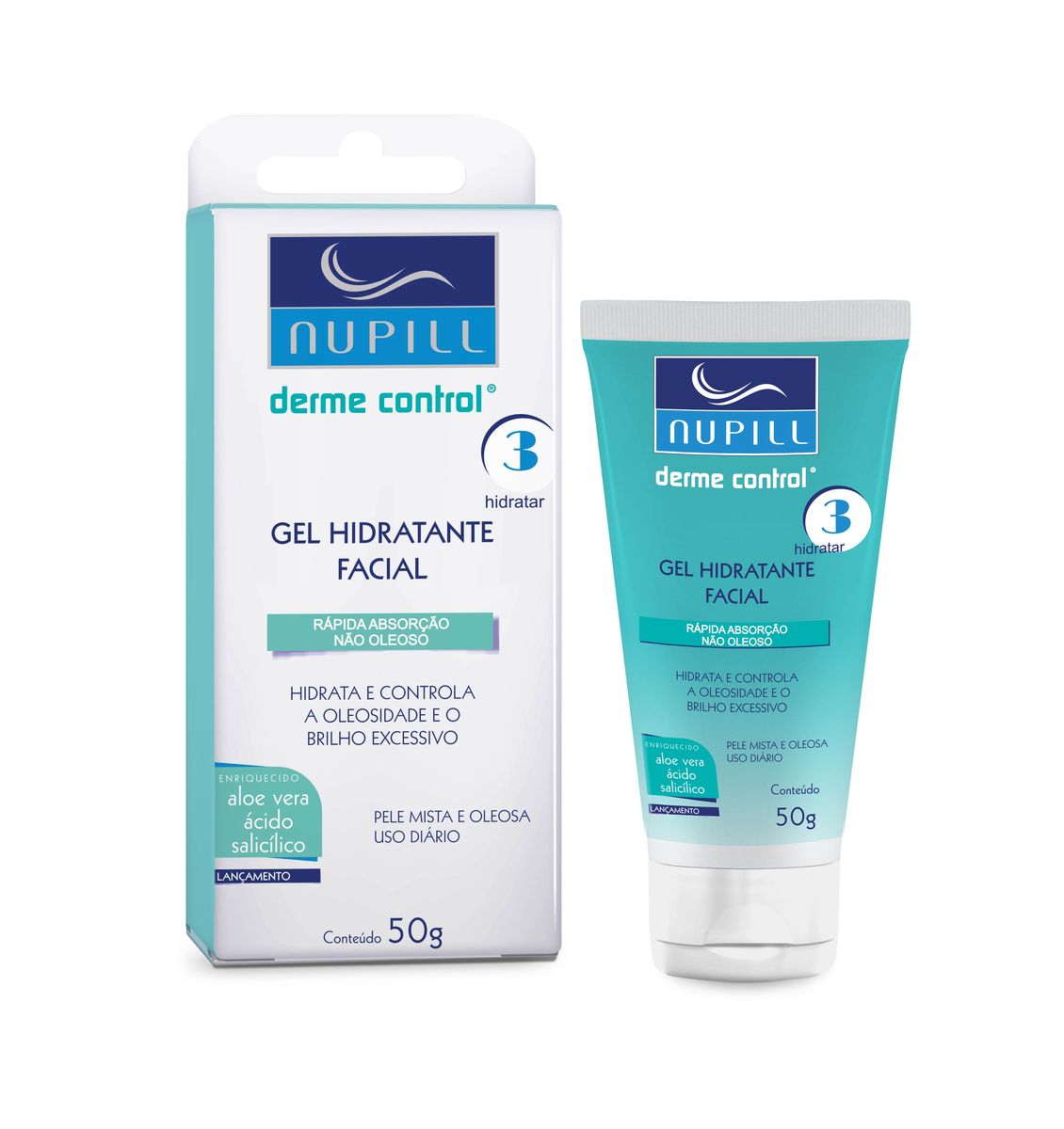 GEL HIDRATANTE FACIAL DERME CONTROL PELE MISTA E OLEOSA NUPILL 50G