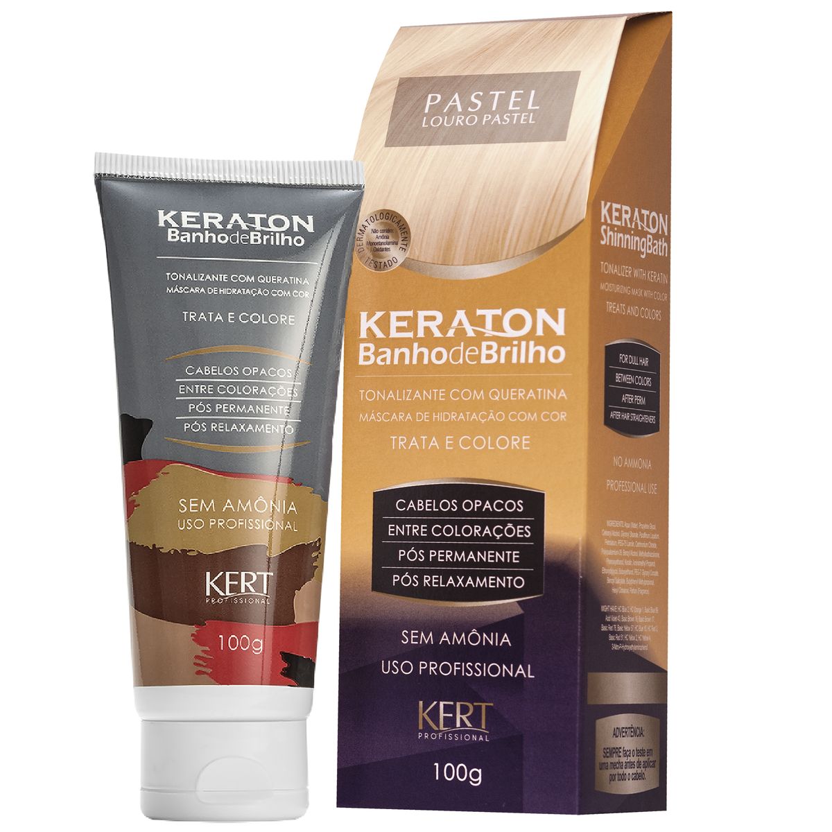 TONALIZANTE KERATON BANHO DE BRILHO PASTEL LOURO PASTEL KERT 100G