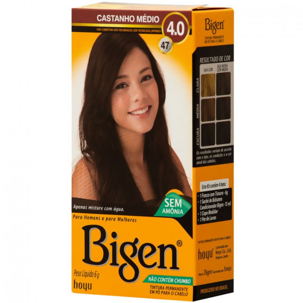 COLORAÇÃO PERMANENTE 4.7 CASTANHO MÉDIO BIGEN