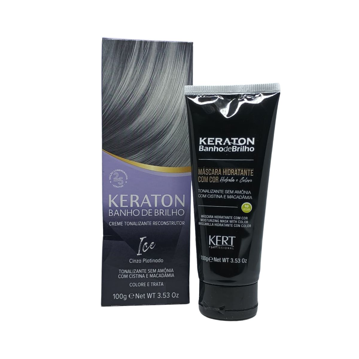 TONALIZANTE KERATON BANHO DE BRILHO ICE CINZA PLATINADO KERT 100G