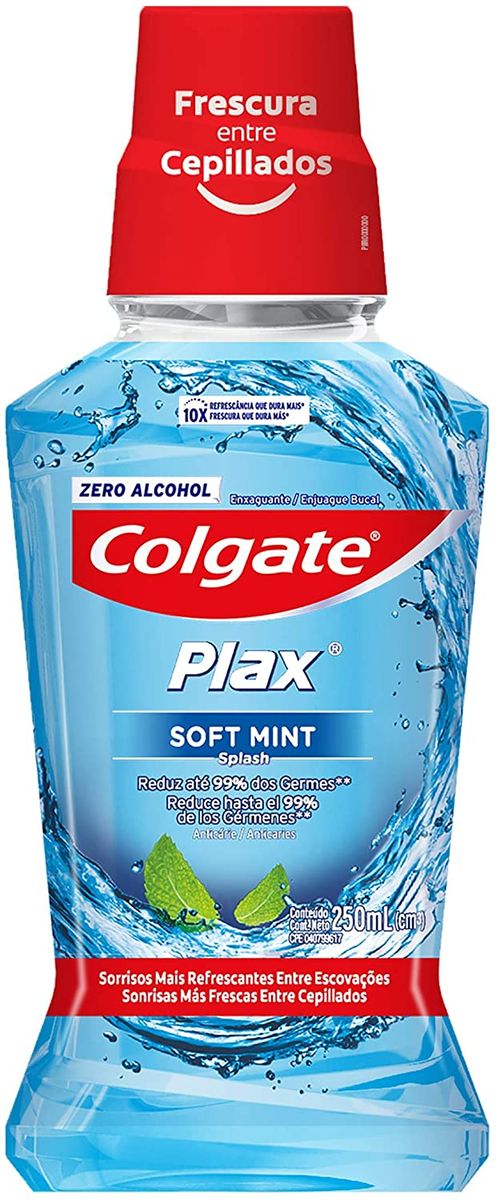 ENXAGUANTE ANTISSÉPTICO BUCAL ZERO ALCOOL FRESH MINT COLGATE PLAX 250ML